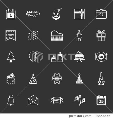 Christmas and new year line icons on gray background Christmas and new year line icons on gray background 13358636