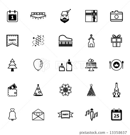 Christmas and new year line icons on white background 13358637