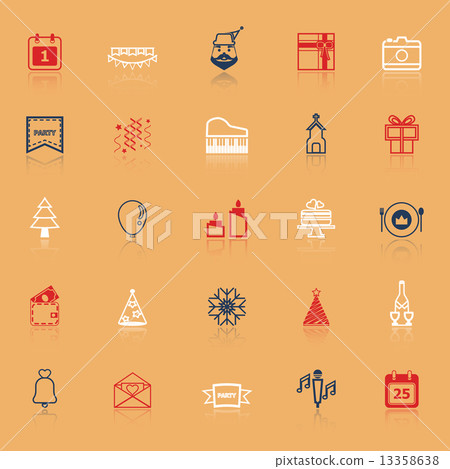 Christmas and new year line icons with reflect Christmas and new year line icons with reflect 13358638