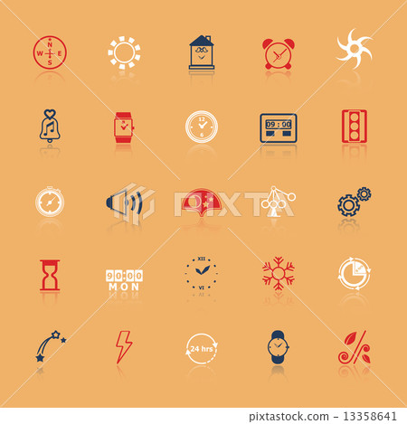 Design time and direction line icons flat color with reflect Design time and direction line icons flat color with reflect 13358641