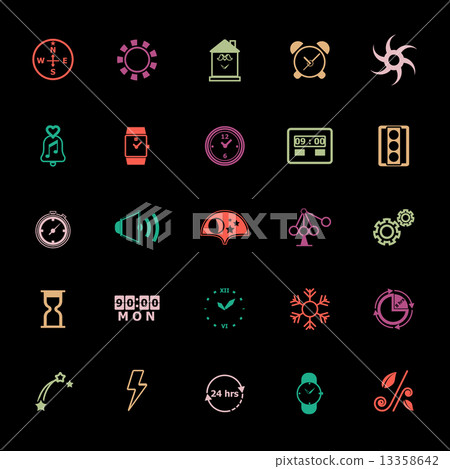 Design time and direction line icons flat color Design time and direction line icons flat color 13358642