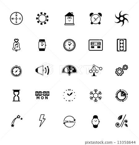 Design time and direction line icons on white background Design time and direction line icons on white background 13358644