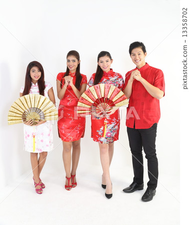 Man woman Chinese New Year gift decoration hand gesture CNY Man woman Chinese New Year gift decoration hand gesture CNY 13358702