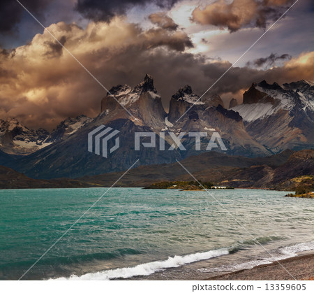 Sunset in Torres del Paine National Park 13359605