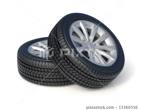 High detaled winter tyres isolated on white background 13360356
