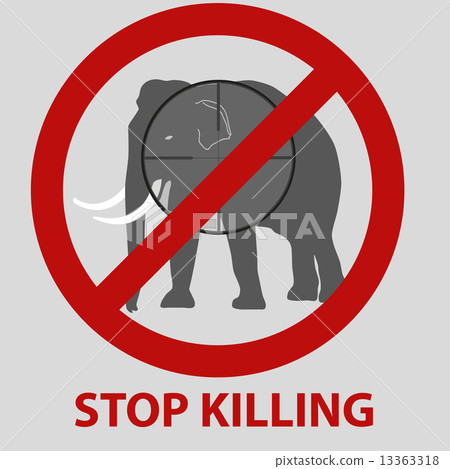 stop killing animals symbol with elephant eps10 stop killing animals symbol with elephant eps10 13363318