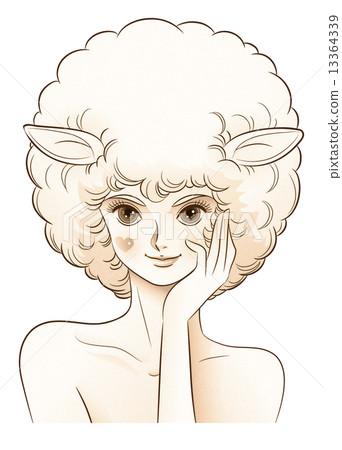 插图素材: 羊女孩