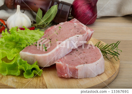 Raw pork steak 13367691