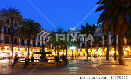 Placa Reial in winter evening. Barcelona Placa Reial in winter evening. Barcelona 13370332
