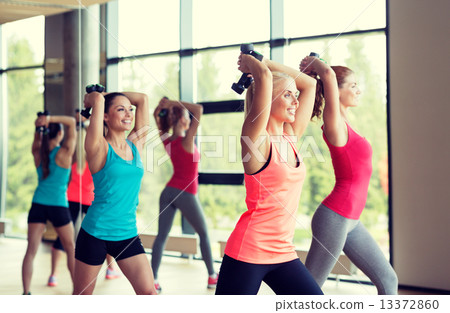 group of women with dumbbells in gym group of women with dumbbells in gym 13372860
