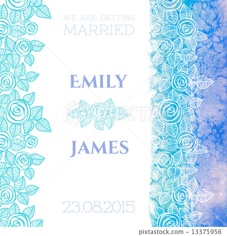 Wedding invitation or greeting card with abstract roses and watercolor background 13375956