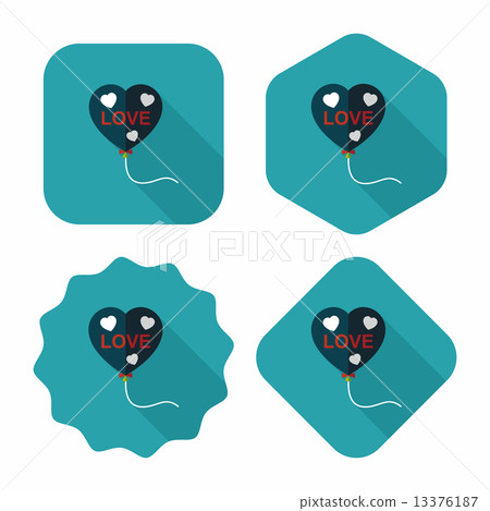 love balloons flat icon with long shadow,eps10 love balloons flat icon with long shadow,eps10 13376187
