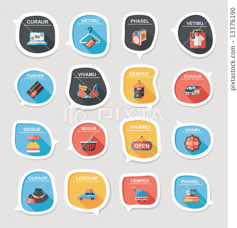 shopping speech bubble flat design background set, eps10 shopping speech bubble flat design background set, eps10 13376190