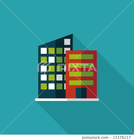 Building flat icon with long shadow,eps10 13376217