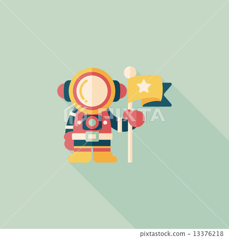 Space Astronaut flat icon with long shadow, eps10 13376218