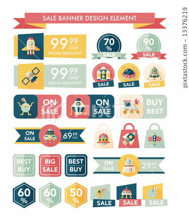 Space sale banner flat design background set, eps10 13376219