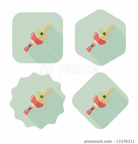 Chinese New Year flat icon with long shadow,eps10, Gold ingot lu 13376311