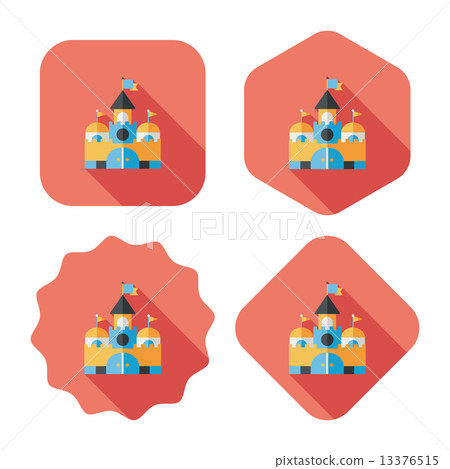 Building castle flat icon with long shadow,eps10 13376515