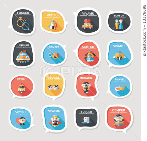 Wedding speech bubble flat design background set, eps10 Wedding speech bubble flat design background set, eps10 13376698