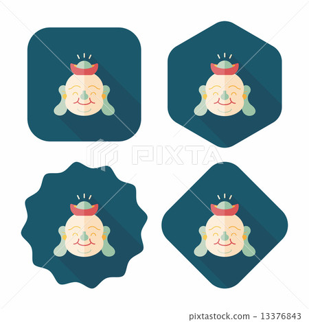 Chinese New Year flat icon with long shadow,eps10, Maitreya mean 13376843