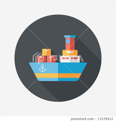 Transportation Container ship flat icon with... - Stock Illustration ...
