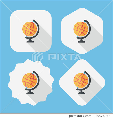 globe flat icon with long shadow,eps10 - Stock Illustration [13376948 ...