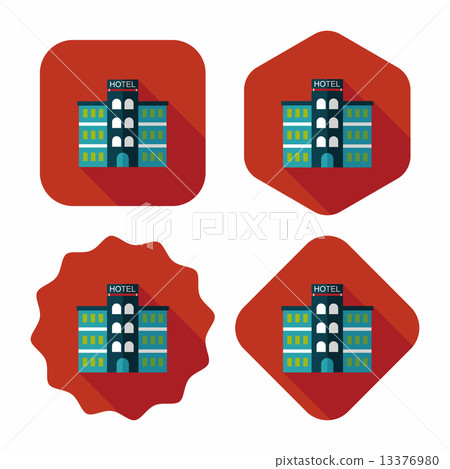 Hotel flat icon with long shadow,eps10 13376980