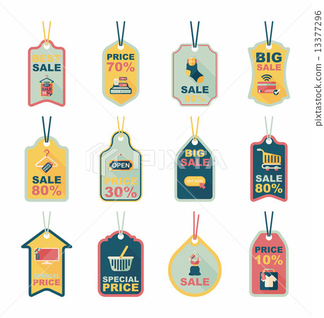 shopping tag banner flat design background set, eps10 13377296