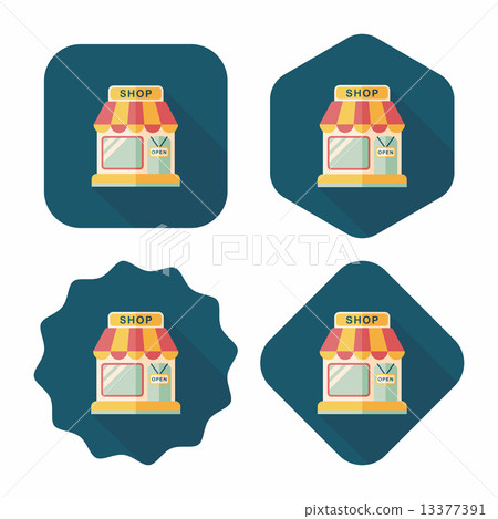 shopping store flat icon with long shadow,eps10 shopping store flat icon with long shadow,eps10 13377391