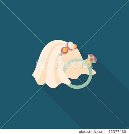 bride veil and diamond ring flat icon with long shadow,eps10 bride veil and diamond ring flat icon with long shadow,eps10 13377486