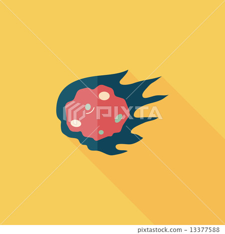 Space Meteorite flat icon with long shadow,eps10 13377588