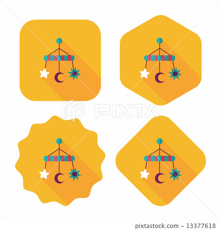 Baby crib hanging toy flat icon with long shadow,eps 10 Baby crib hanging toy flat icon with long shadow,eps 10 13377618