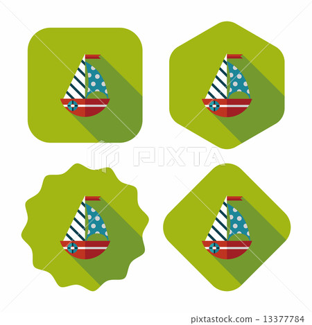 Sailboat flat icon with long shadow,eps10 Sailboat flat icon with long shadow,eps10 13377784