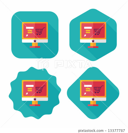 online shopping flat icon with long shadow,eps10 online shopping flat icon with long shadow,eps10 13377787