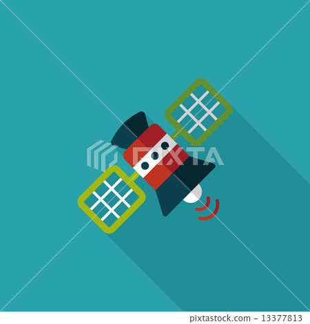Space Satellite flat icon with long shadow,eps10 13377813
