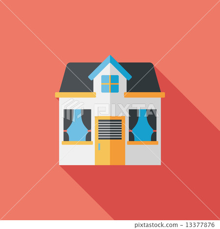 Building house flat icon with long shadow,eps10 13377876
