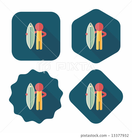 surfing flat icon with long shadow - Stock Illustration [13377932] - PIXTA