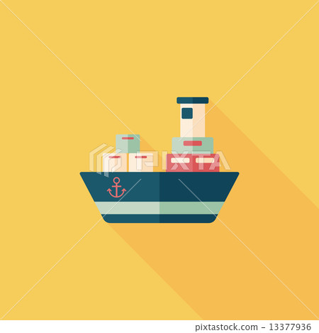 Transportation Container ship flat icon with... - Stock Illustration ...