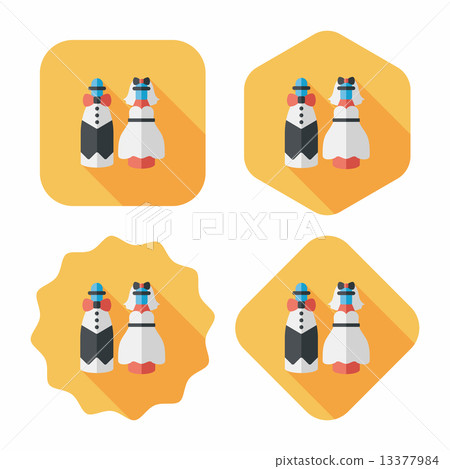 wedding couple flat icon with long shadow,eps10 13377984