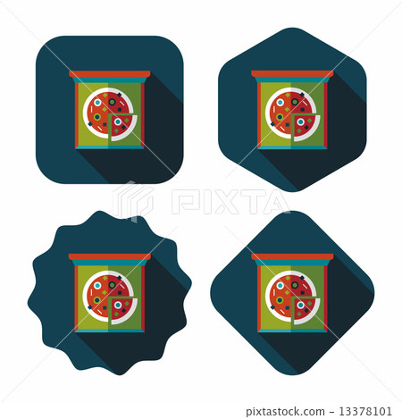 Pizza flat icon with long shadow,eps10 13378101