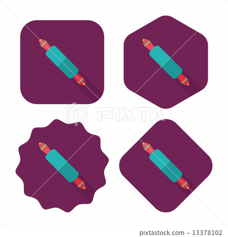 kitchenware rolling pin flat icon with long shadow,eps10 13378102