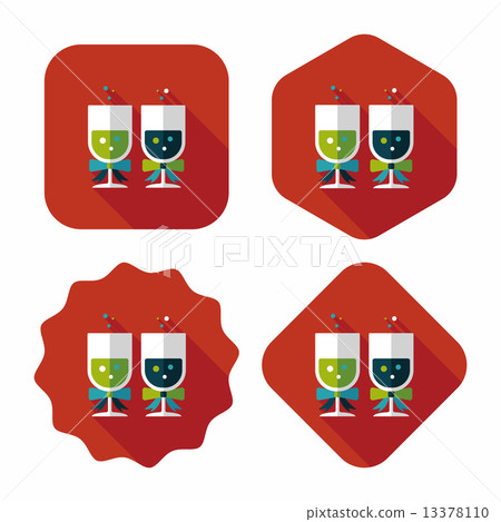 wedding champagne flat icon with long shadow,eps10 13378110
