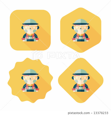 Coffee shop clerk flat icon with long shadow,eps10 13378233