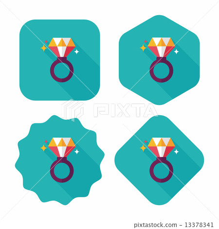 Valentine's Day diamond ring flat icon with long shadow,eps10 13378341