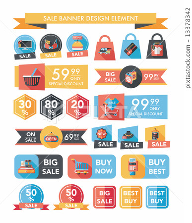 shopping sale banner flat design background set, eps10 13378342