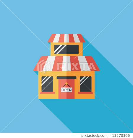 Building shop store flat icon with long shadow,eps10 Building shop store flat icon with long shadow,eps10 13378366