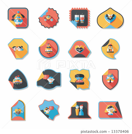 Wedding sticker flat design background set, eps10 Wedding sticker flat design background set, eps10 13378406
