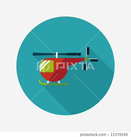 插图素材: transportation helicopter flat icon with long shadow