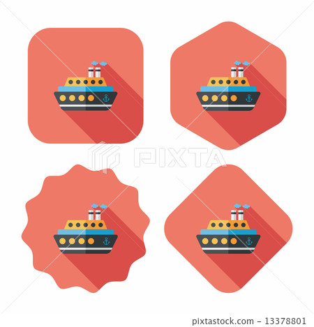 Transportation ferry flat icon with long shadow,eps10 13378801