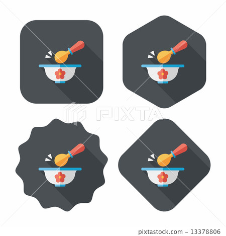 baby food bowl flat icon with long shadow,eps10 13378806